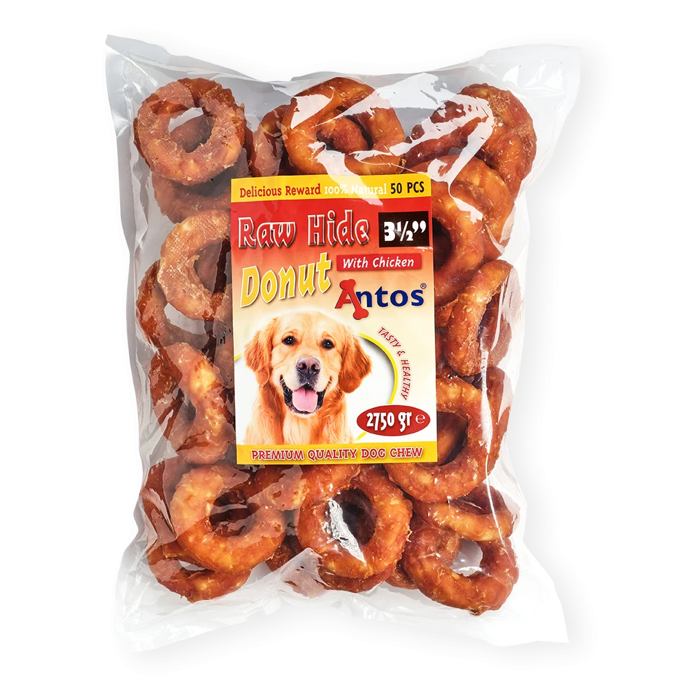 Raw Hide White + Chicken Donut 3½" 50 piezas