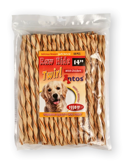 Raw Hide White + Chicken Twirl 14" 50 piezas
