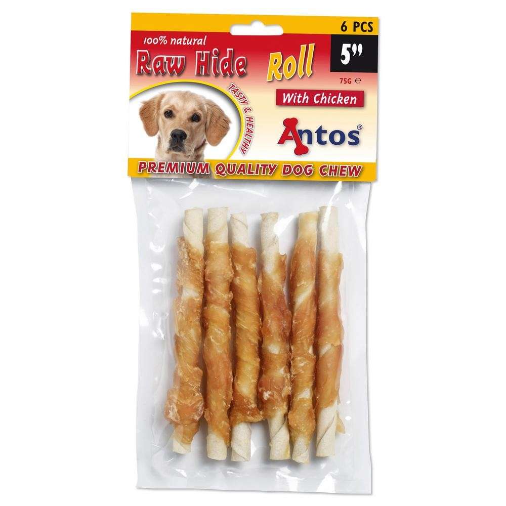 Raw Hide White + Chicken Roll 5" 6 piezas